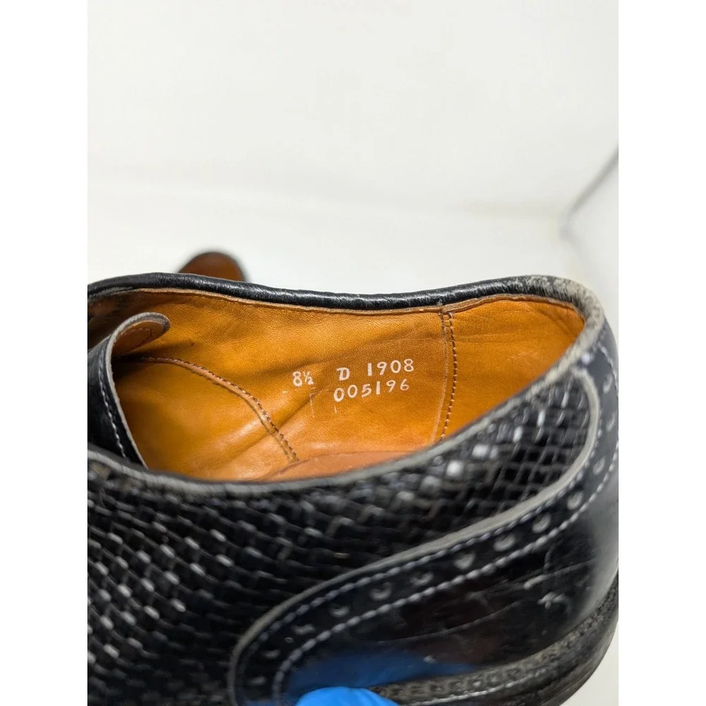 Allen Edmonds Hampstead Mens‎ Woven Wingtip Oxford Dress Shoes Mens 8.5 D Black